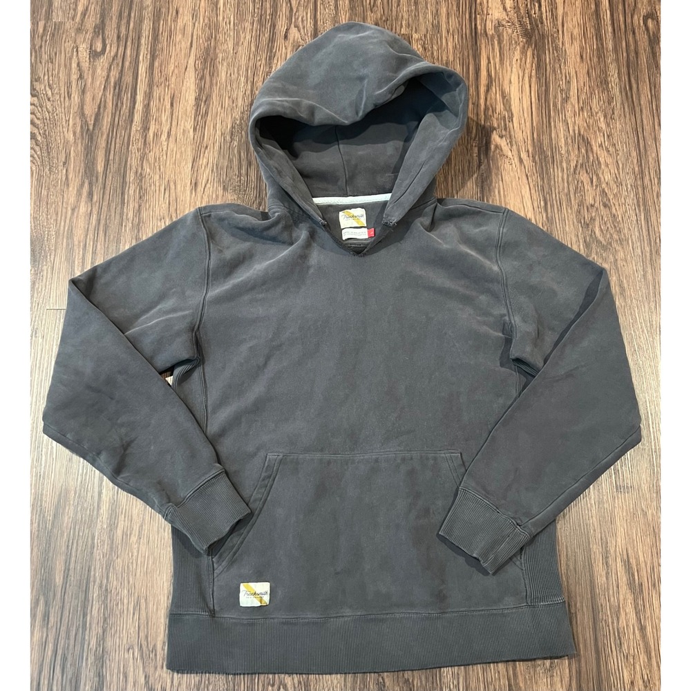 Tracksmith Trackhouse Hoodie size  Large Faded Black Gray Pullover Sweatshirt